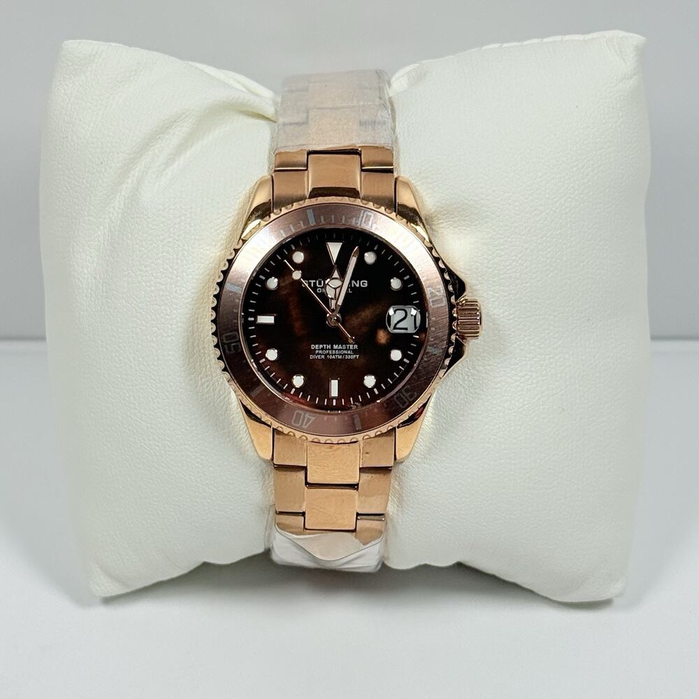 Stuhrling Depth Master 3950L Mother Of Pearl Rose Gold Bracelet Women’s Watch